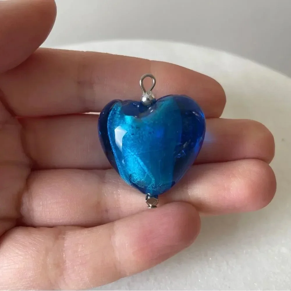 Blue Murano glass  heart‎ shaped pendant - Picture 3 of 7